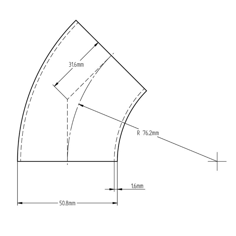 50.8 x 1.6 45° Short Elbow