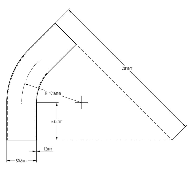 50.8 x 1.2 45° Long Leg